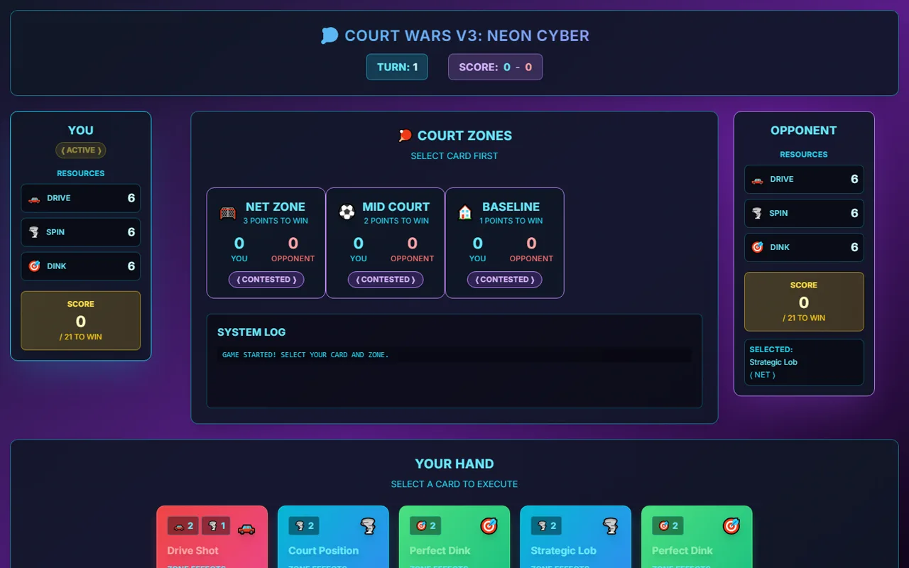 Court Wars v3 — Neon Cyber interface skin