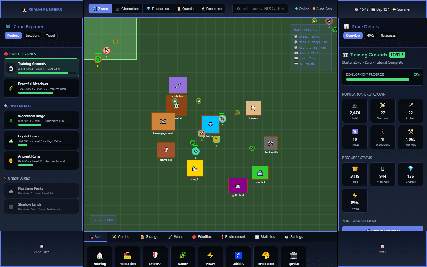 Realm Runners — the full assembled interface